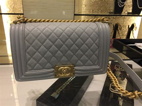 chanel boy grey gold|chanel bag.